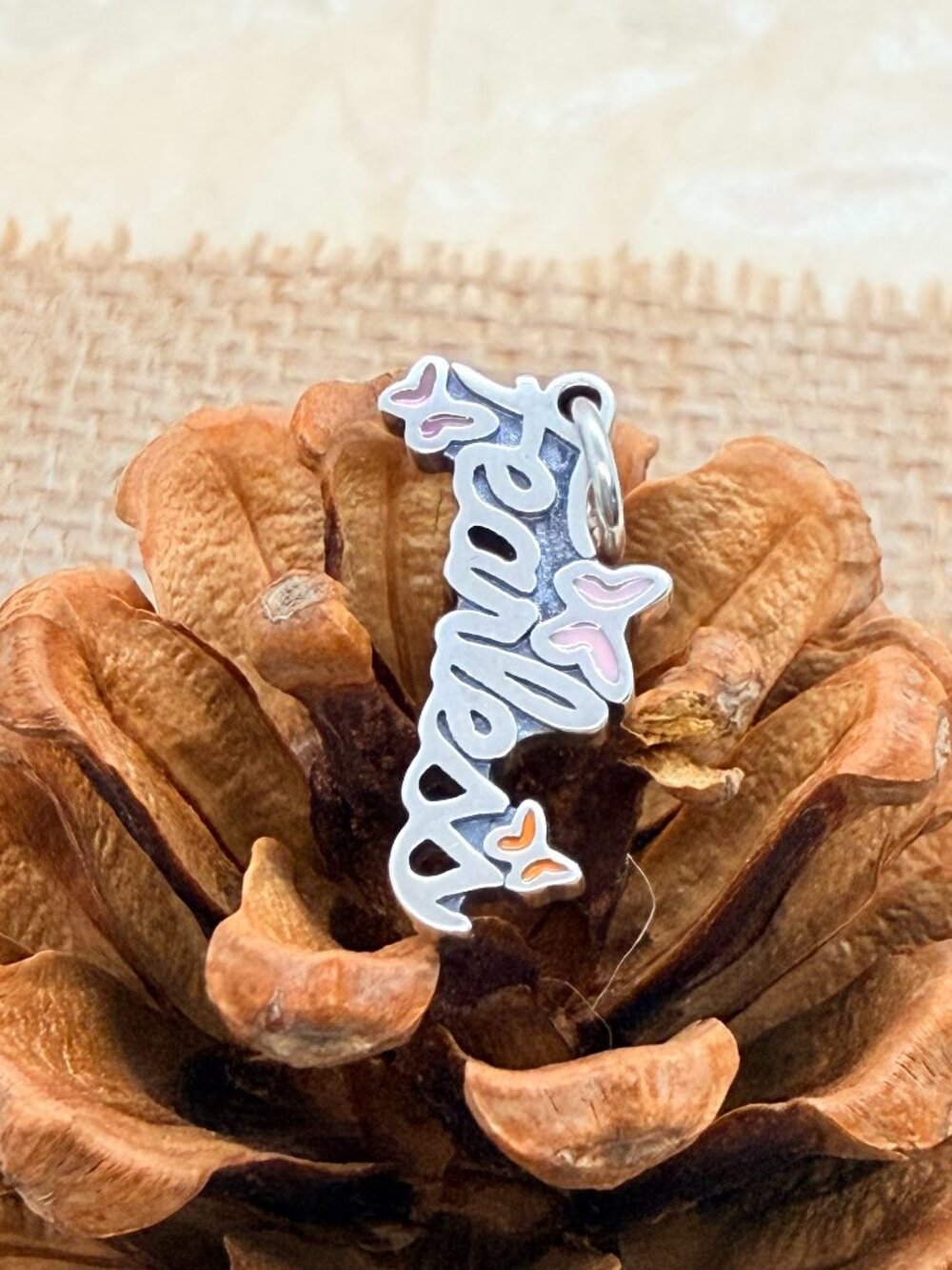 James Avery Enamel Fearless Charm Sterling Silver Butterfly Pendant